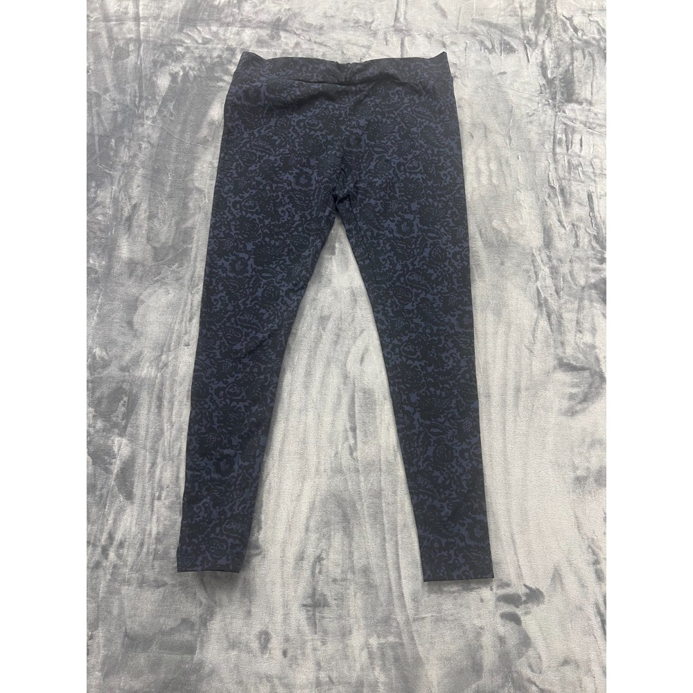 Matty M Leggings Womens Large Black Gray Paisley Stretch Mid Rise Running‎ Yoga